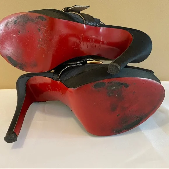 Christian Louboutin Black Heels with Gold Accents - Picture 8 of 11